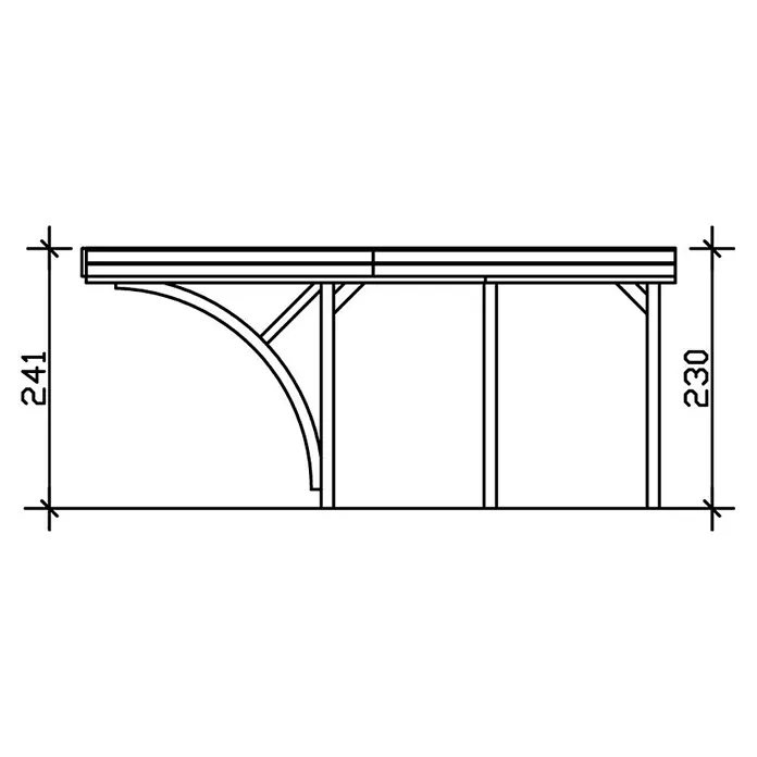 Skan Holz Carport Friesland - B x T: 314 x 555 cm, Einfahrtshöhe: 221 cm, Grün, Mit 2 Einfahrtsbögen - Skizze