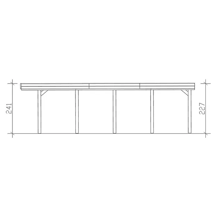 Skan Holz Carport Friesland - B x T: 314 x 708 cm, Einfahrtshöhe: 221 cm, Schiefergrau, Material Dach: Aluminium - Skizze