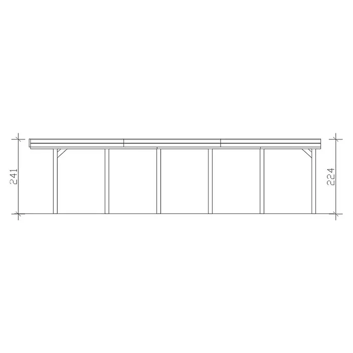Skan Holz Carport Friesland - B x T: 314 x 860 cm, Einfahrtshöhe: 221 cm, Grün, Material Dach: EPDM-Folie - Skizze