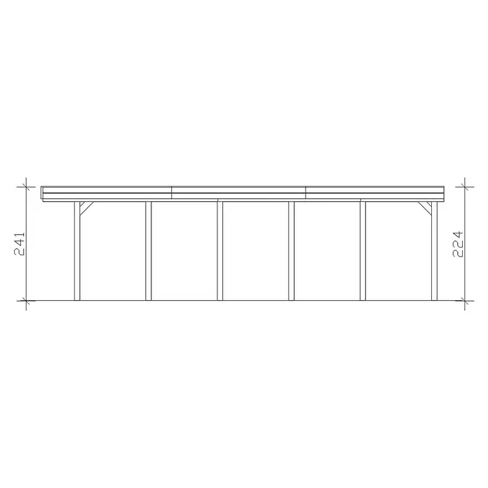 Skan Holz Carport Friesland - B x T: 397 x 860 cm, Einfahrtshöhe: 221 cm, Grün, Dachschalung mit EPDM-Folie - Skizze