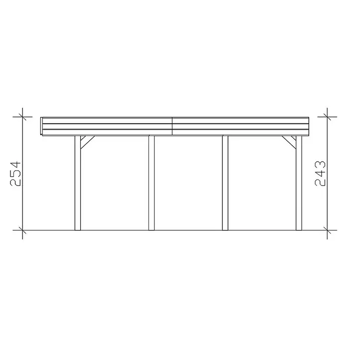 Skan Holz Doppelcarport Friesland - B x T: 557 x 555 cm, Einfahrtshöhe: 221 cm, Grün, Aluminium-Dachplatten - Skizze
