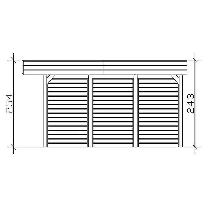 Skan Holz Doppelcarport Friesland - B x T: 557 x 555 cm, Einfahrtshöhe: 221 cm, Schiefergrau, Mit Seitenwänden & Rückwand - Skizze