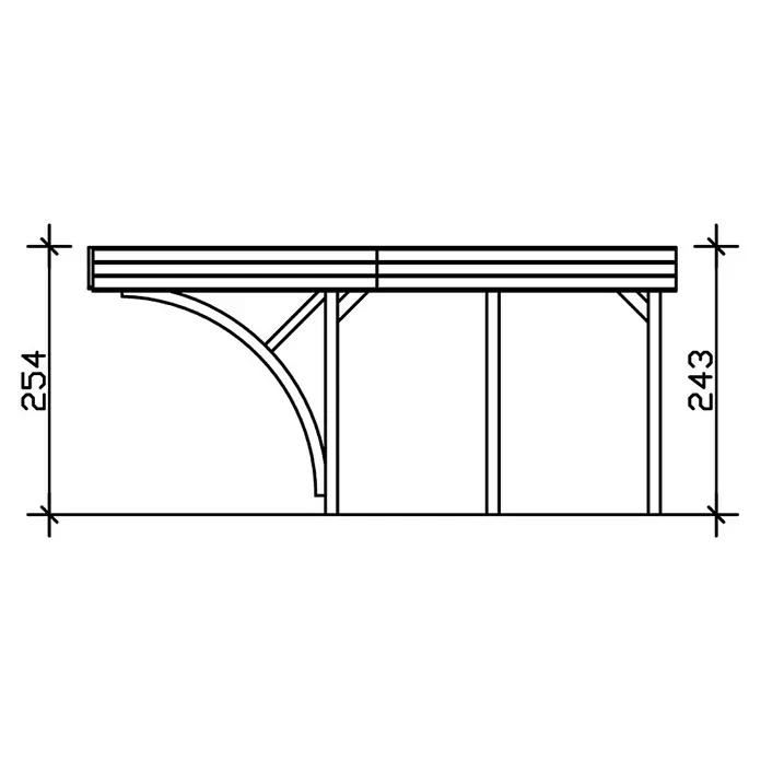 Skan Holz Doppelcarport Friesland - B x T: 557 x 555 cm, Einfahrtshöhe: 212 cm, Schiefergrau, Mit 2 Einfahrtsbögen - Skizze