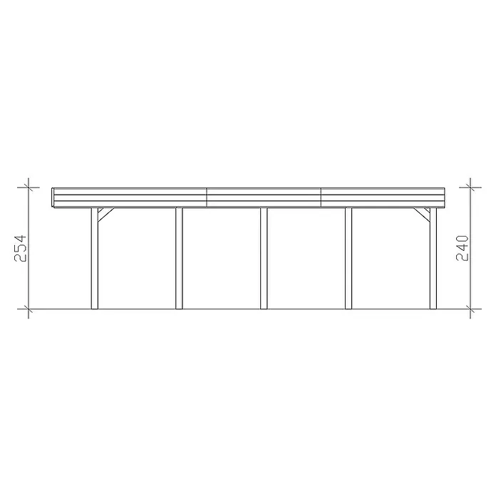 Skan Holz Doppelcarport Friesland - B x T: 557 x 708 cm, Einfahrtshöhe: 221 cm, Schiefergrau, Material Dach: EPDM-Folie - Skizze