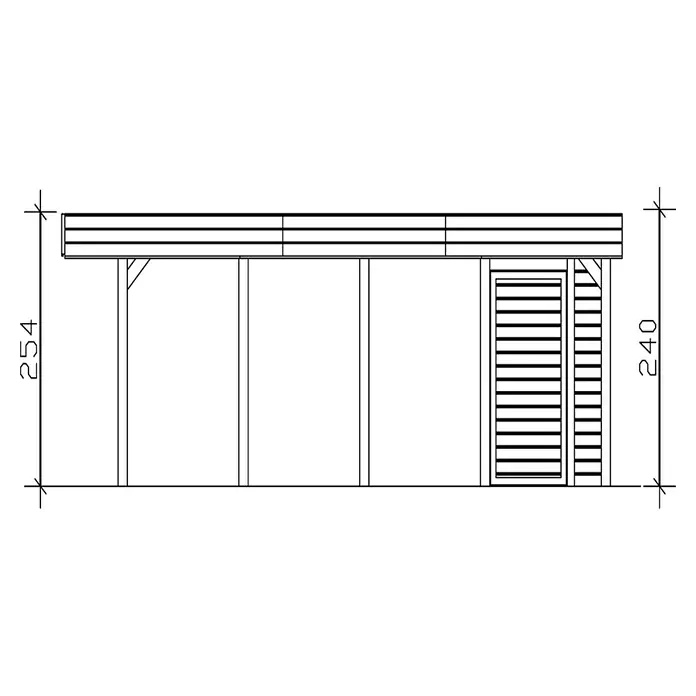 Skan Holz Doppelcarport Friesland - B x T: 557 x 708 cm, Einfahrtshöhe: 221 cm, Grün, Mit Abstellraum - Skizze