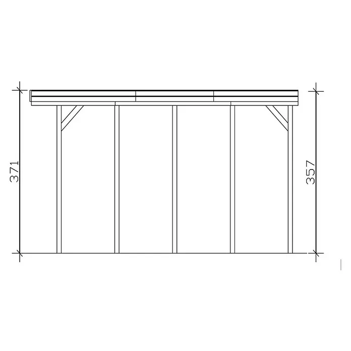 Skan Holz Carport Friesland - B x T: 397 x 708 cm, Einfahrtshöhe: 351 cm, Nussbaum - Skizze