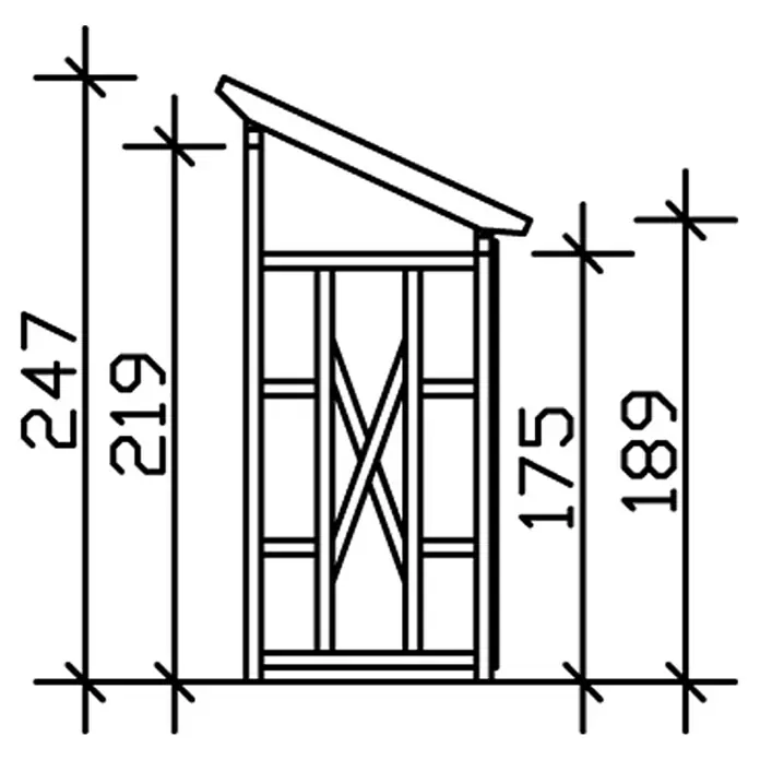Skan Holz Kaminholzregal Lars 2 - 100 x 240 x 247 cm, Holz, Nussbaum - Skizze