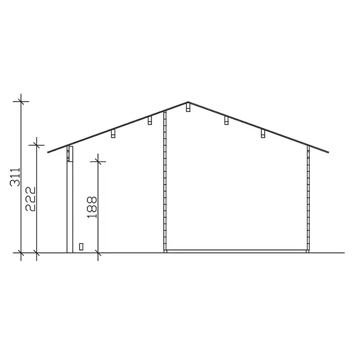 Skan Holz Gartenhaus Luzern - B x T: 460 x 580 cm, Holz, 19 m², Wandstärke: 45 mm, 19 mm Profilschalung mit Nut & Feder - Skizze