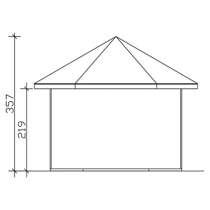 Skan Holz Gartenhaus Madeira 2 - Außenmaß: B x T: 350 x 303 cm, Holz, Wandstärke: 28 mm - Skizze