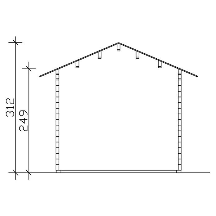 Skan Holz Gartenhaus Montreal 1 - B x T: 500 x 380 cm, Holz, 12,6 m², Wandstärke: 70 mm, 28 mm Profilschalung mit Nut & Feder - Skizze