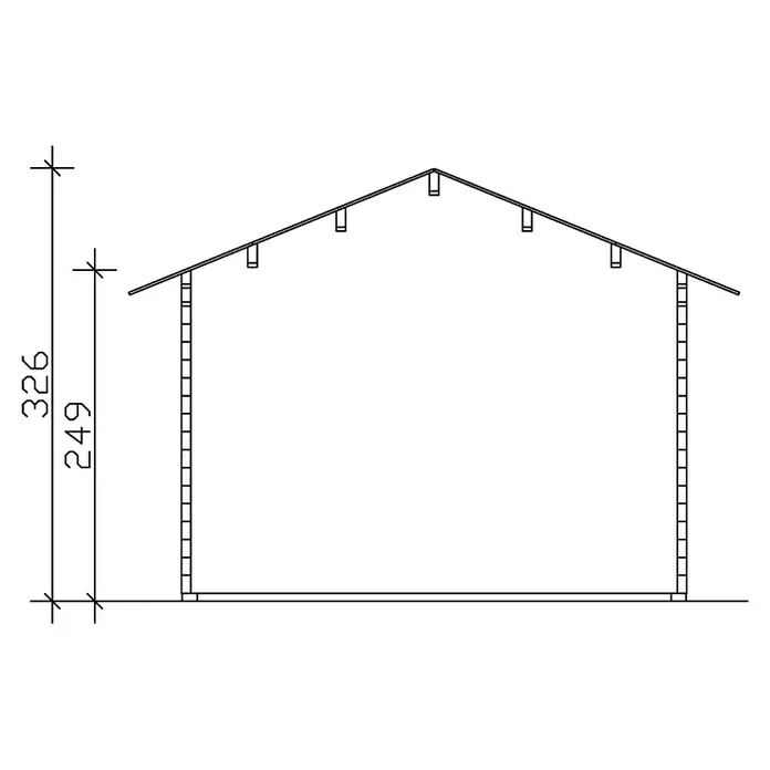 Skan Holz Gartenhaus Montreal 2 - B x T: 500 x 460 cm, Holz, 15,96 m², Wandstärke: 70 mm, 28 mm Profilschalung mit Nut & Feder - Skizze