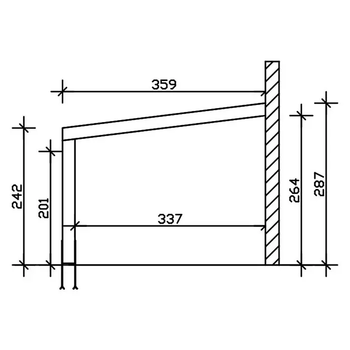 Skan Holz Terrassenüberdachung Novara - L x T: 557 x 359 cm, Polycarbonat, Eiche Hell - Skizze