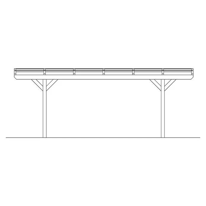 Skan Holz Carport Odenwald - L x B: 648 x 428 cm, Einfahrtshöhe: 220 cm, Eiche Hell - Skizze