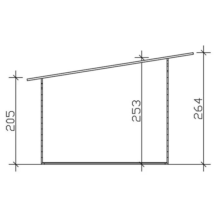 Skan Holz Gartenhaus Ostende - B x T: 440 x 380 cm, Holz, 12 m², Wandstärke: 28 mm, Natur - Skizze