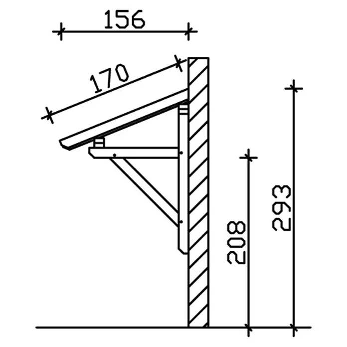 Skan Holz Vordach Paderborn 1 - B x H: 242 x 208 cm, Schiefergrau - Skizze