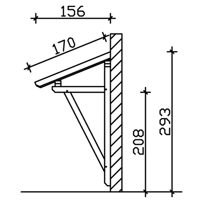 Skan Holz Vordach Paderborn 2 - B x H: 242 x 208 cm, Eiche Hell - Skizze