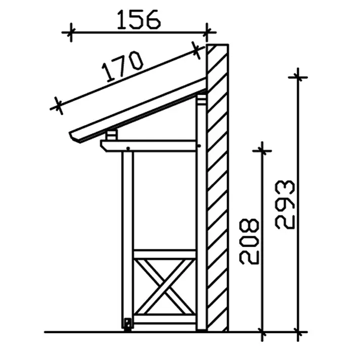 Skan Holz Vordach Paderborn 4 - B x H: 242 x 208 cm, Weiß - Skizze