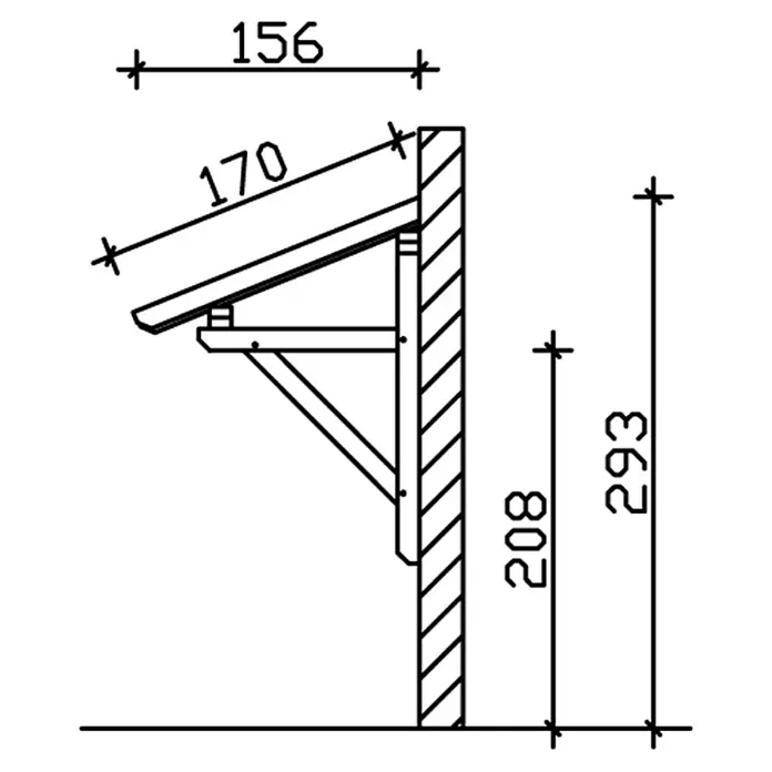 Skan Holz Vordach Potsdam 1 - B x T: 176 cm x 156 cm, Schiefergrau - Skizze