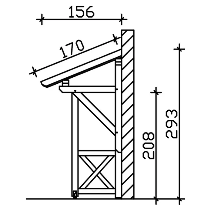 Skan Holz Vordach Potsdam 3 - B x T: 176 cm x 156 cm, Eiche Hell - Skizze