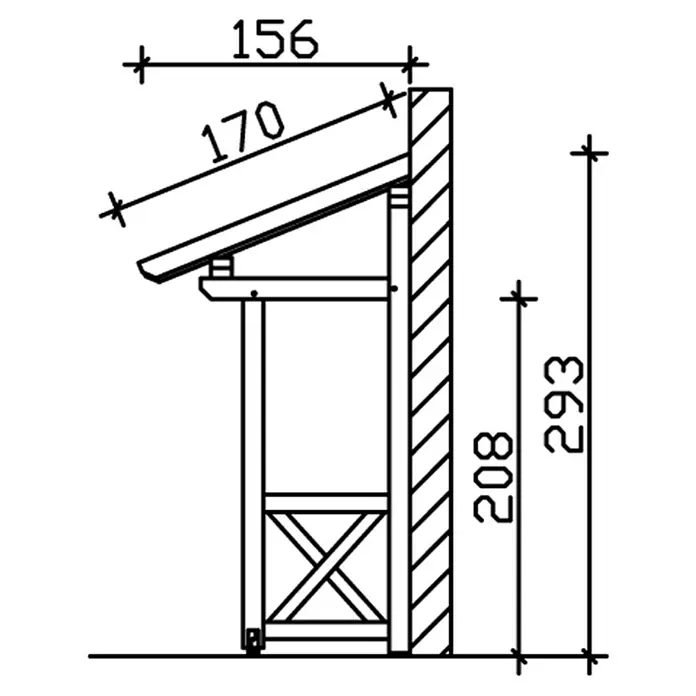 Skan Holz Vordach Potsdam 4 - B x T: 176 cm x 156 cm, Weiß - Skizze