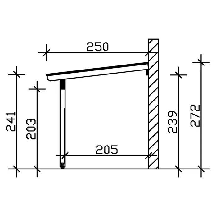 Skan Holz Terrassenüberdachung Ravenna - L x T: 434 x 250 cm, Polycarbonat, Natur - Skizze