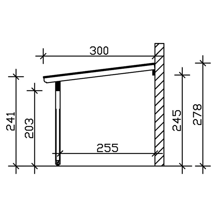 Skan Holz Terrassenüberdachung Ravenna - L x T: 541 x 300 cm, Polycarbonat, Natur - Skizze