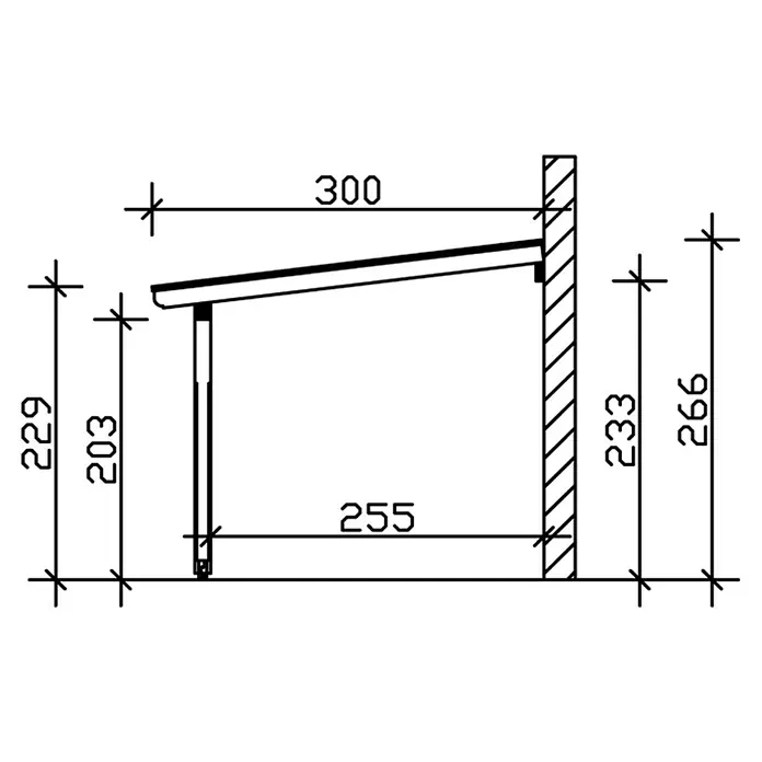 Skan Holz Terrassenüberdachung Rimini - B x T: 434 x 300 cm, Natur - Skizze