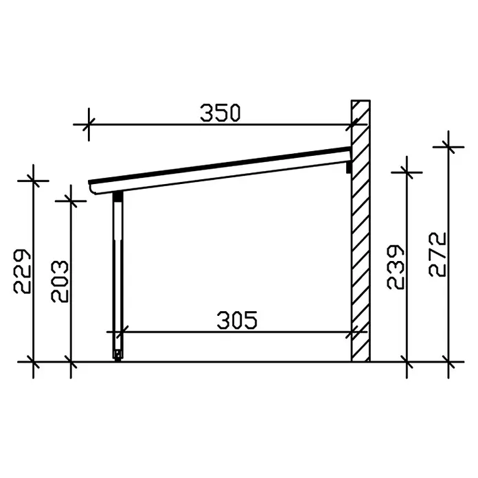 Skan Holz Terrassenüberdachung Rimini - B x T: 541 x 350 cm, Natur - Skizze