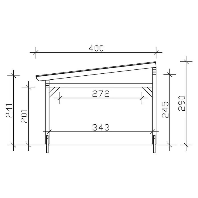 Skan Holz Terrassenüberdachung Sanremo - B x T: 541 x 400 cm, Eiche Hell, Fichtenholz - Skizze