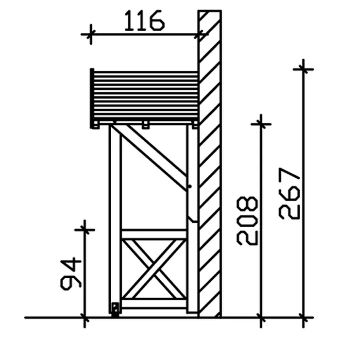 Skan Holz Vordach Siegen 3 - L x T: 247 cm x 116 cm, Natur - Skizze