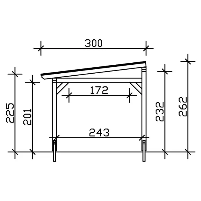 Skan Holz Terrassenüberdachung Siena - B x T: 434 x 300 cm, Fichtenholz, Schiefergrau - Skizze