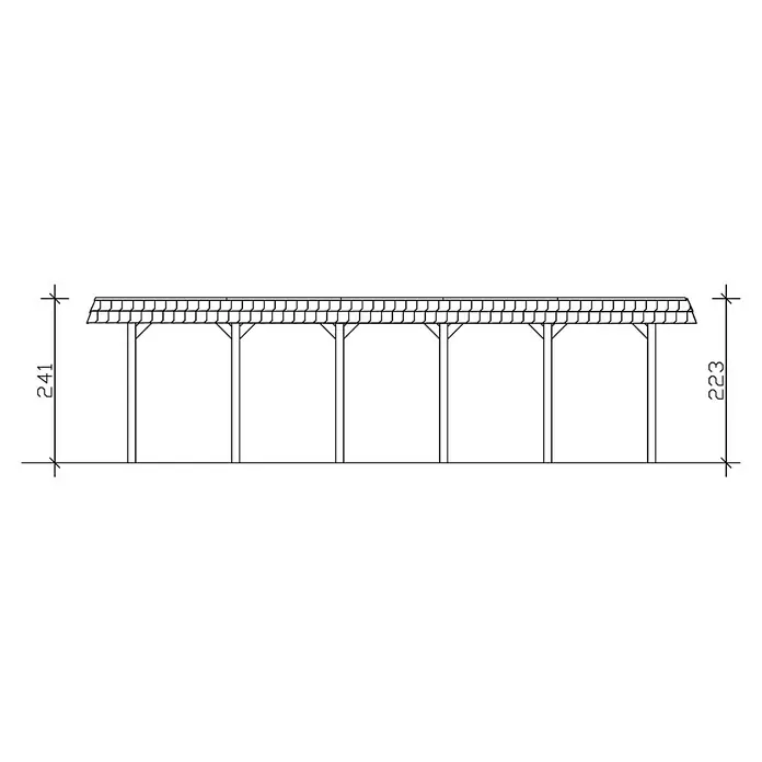 Skan Holz Carport Spreewald - L x B: 893 x 345 cm, Einfahrtshöhe: 206 cm, Nussbaum/Schwarz, Dachschalung mit EPDM-Folie - Skizze