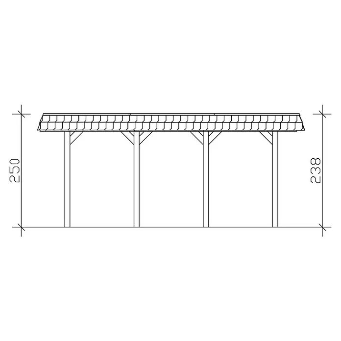 Skan Holz Doppelcarport Spreewald - L x B: 589 x 585 cm, Einfahrtshöhe: 215 cm, Grün/Schwarz, Dachschalung mit EPDM-Folie - Skizze