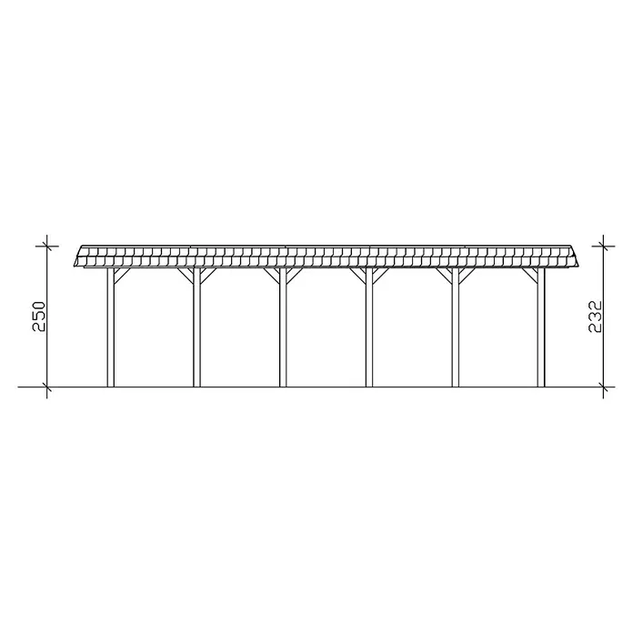 Skan Holz Doppelcarport Spreewald - L x B: 893 x 585 cm, Einfahrtshöhe: 215 cm, Grün/Rot, Dachschalung mit EPDM-Folie - Skizze