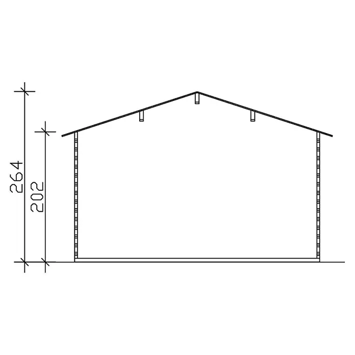 Skan Holz Gartenhaus Stavanger 2 - B x T: 420 x 480 cm, Holz, 14,44 m², Wandstärke: 45 mm - Skizze