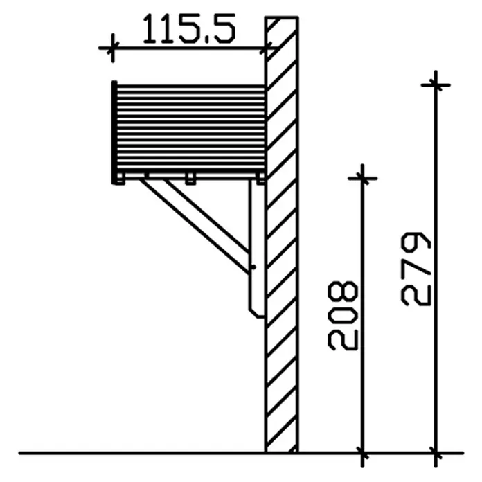 Skan Holz Vordach Stralsund 1 - B x T: 289 cm x 116 cm, Schiefergrau - Skizze