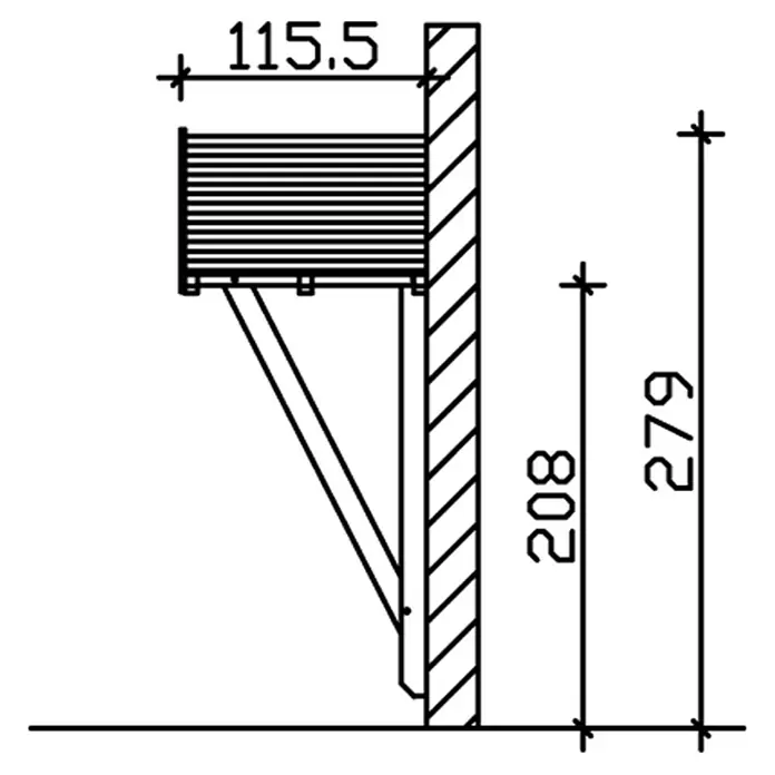 Skan Holz Vordach Stralsund 2 - B x T: 289 cm x 116 cm, Eiche Hell - Skizze