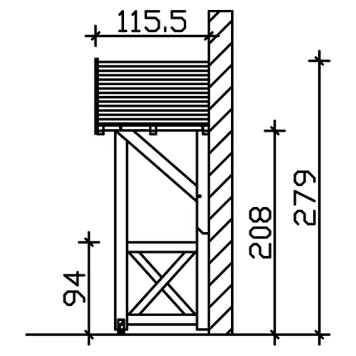 Skan Holz Vordach Stralsund 3 - L x T: 289 cm x 116 cm, Schiefergrau - Skizze