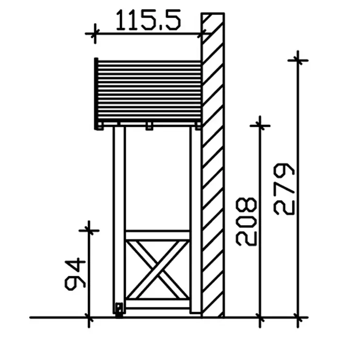 Skan Holz Vordach Stralsund 4 - L x T: 289 cm x 116 cm, Weiß - Skizze