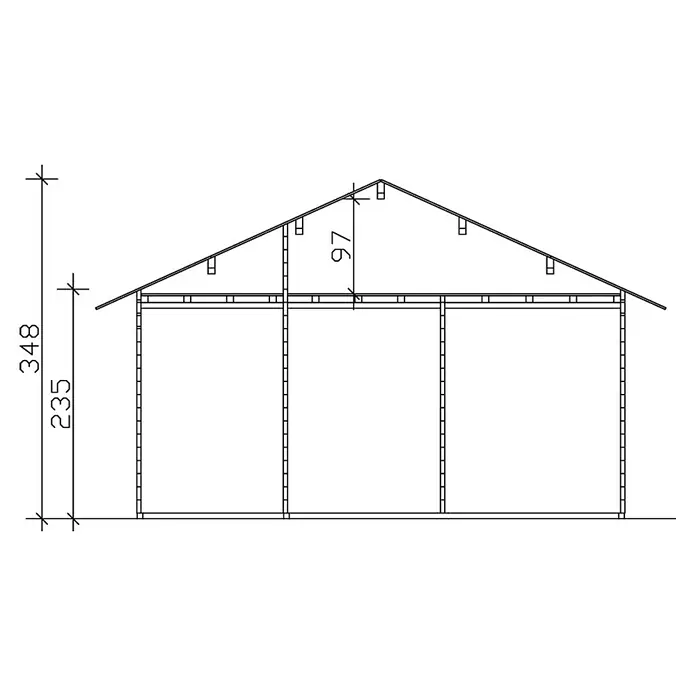 Skan Holz Gartenhaus St. Moritz - B x T: 680 x 580 cm, Holz, 24 m², Wandstärke: 45 mm, 19 mm Profilschalung mit Nut & Feder - Skizze