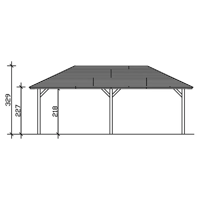 Skan Holz Carport Taunus - L x B: 786 x 439 cm, Einfahrtshöhe: 218 cm, Weiß - Skizze