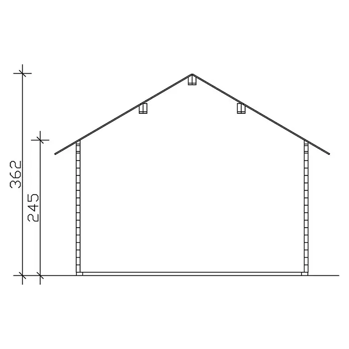 Skan Holz Gartenhaus Toronto 1 - B x T: 500 x 500 cm, Holz, Wandstärke: 70 mm, 28 mm Profilschalung mit Nut & Feder - Skizze