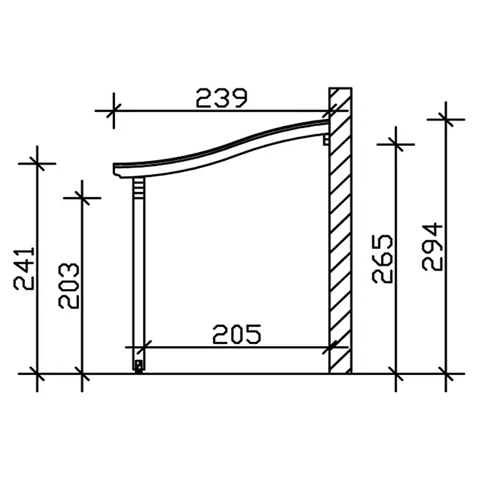 Skan Holz Terrassenüberdachung Verona - B x T: 648 x 239 cm, Fichtenholz, Weiß - Skizze