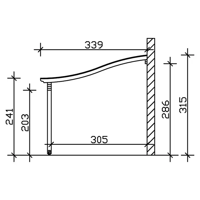 Skan Holz Terrassenüberdachung Verona - B x T: 541 x 339 cm, Fichtenholz, Weiß - Skizze
