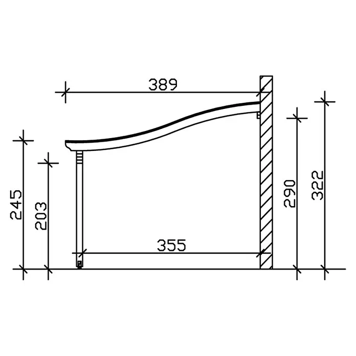 Skan Holz Terrassenüberdachung Verona - B x T: 541 x 389 cm, Fichtenholz, Schiefergrau - Skizze