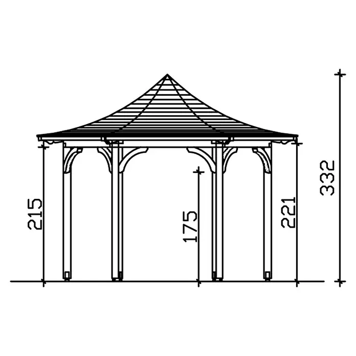 Skan Holz Pavillon Versailles - L x B: 360 x 418 cm, Nussbaum - Skizze