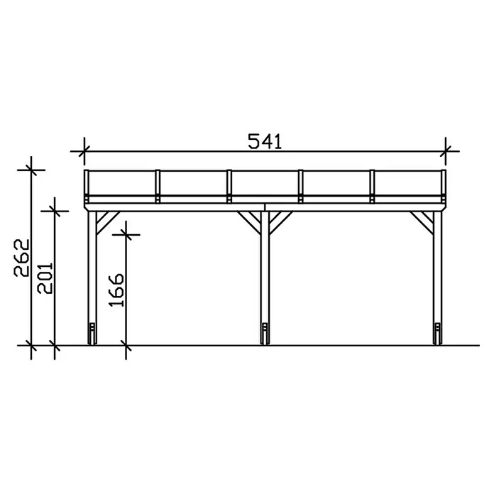 Skan Holz Carport Vogtland - L x B: 541 x 300 cm, Einfahrtshöhe: 213 cm, Nussbaum - Skizze