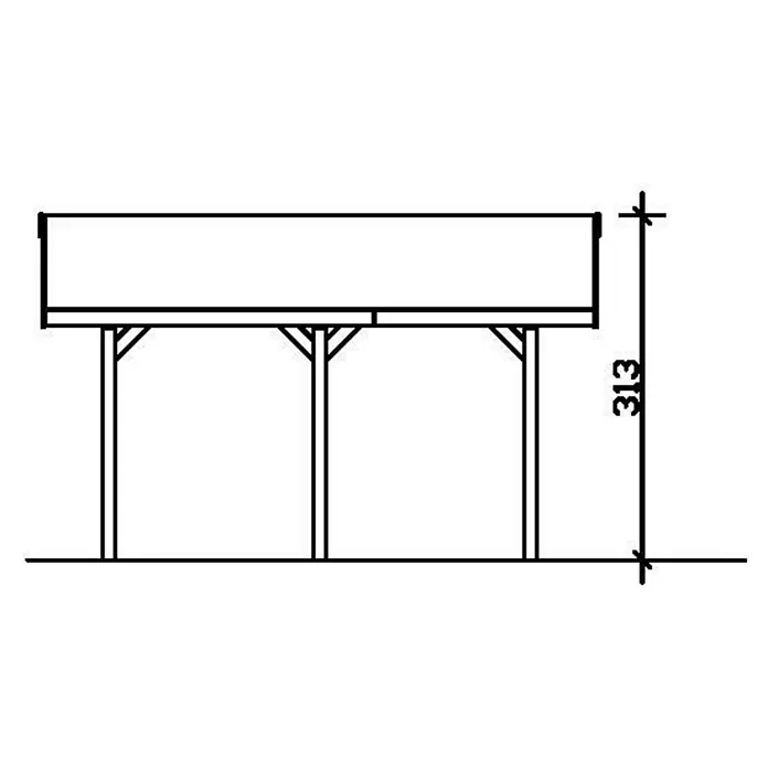 Skan Holz Carport Wallgau - L x B: 500 x 380 cm, Einfahrtshöhe: 215 cm, Farbe Dach: Schwarz - Skizze