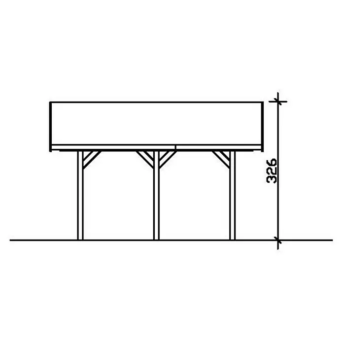 Skan Holz Carport Wallgau - L x B: 500 x 430 cm, Einfahrtshöhe: 215 cm, Nussbaum, Rote Bitumenschindeln - Skizze