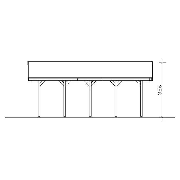 Skan Holz Carport Wallgau - L x B: 750 x 430 cm, Einfahrtshöhe: 215 cm, Grün, Dachlatten zur Eindeckung mit Dachziegeln - Skizze